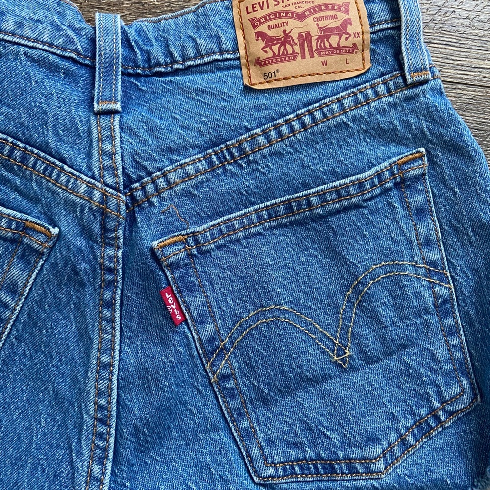 Levi's Blue Jean Shorts High-Waisted Distressed NWOT - Picture 5 of 5